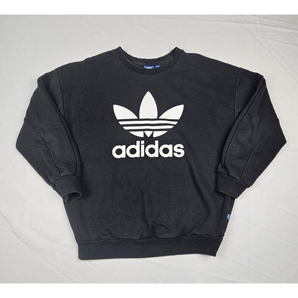 Adidas Men's Size Small Black Trefoil Crew‎ Neck Pullover Sweatshirt Y2K